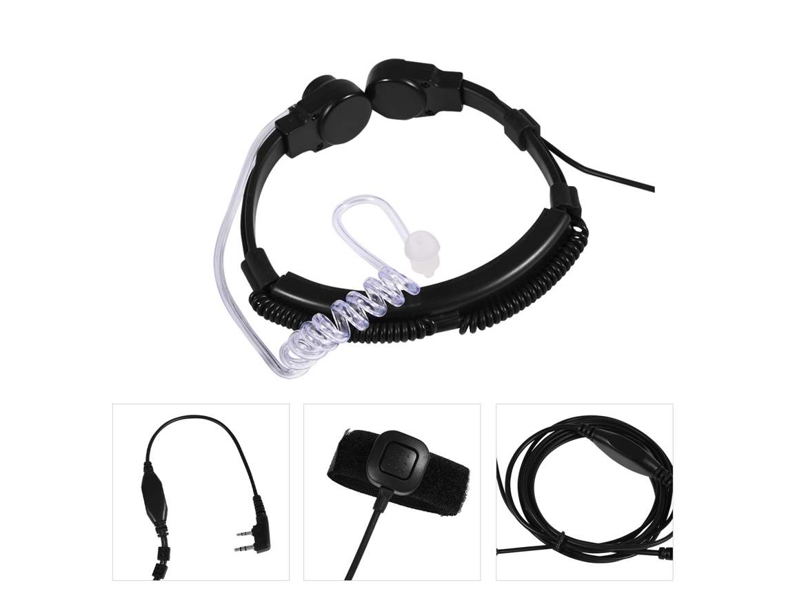 Headset Com Microfone De Garganta E Tubo Acústico Ptt Para Rádio Baofeng Uv5r Walkie Talkie