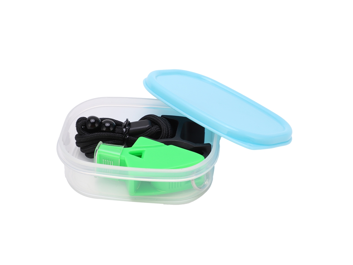 Pito de plástico con sonido fuerte, con cordón y clip, verde S/MARCA