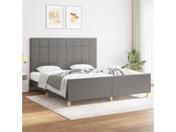 Cama De Casal | Camas Para Quarto | Estrutura De Cama Sem Colchão 180x200 Cm Tecido Cinzento-escuro