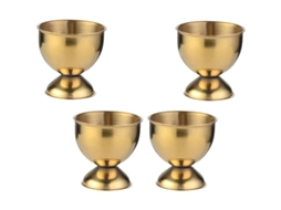 Nova Line conjunto de 4 Copos de Ovo em Aço Inox Dourado para Restaurante, Lar e Festas