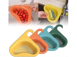 Cesto escorredor de pia de cozinha, canto triangular, material PP de qualidade alimentar, design estável e multifuncional, verde.