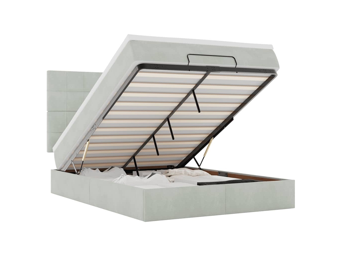 Ottoman Bed, Ottoman Beds Vidaxl Cinzeto Veludo (140 X 190 Cm)