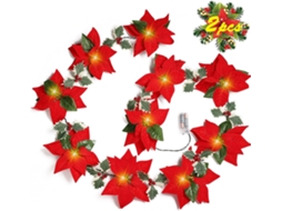 2 Peças de Decoração de Flores Guirlanda de Luzes Enfeites Artificiais de Árvore de Natal de 13 Pés para Decoração de Festa Pilhas Não Incluídas