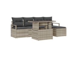 Conjunto 6 Sofá Modular Vidaxl Cinzento-claro Vime Pe (100 X 55 X 73 Cm)