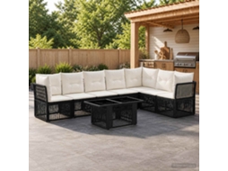 Vidaxl Conjunto De Sofá De Jardim 8 Unid. Preto Vime Pe