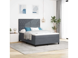 Vidaxl Cama Box Com Colchão Cinza Escuro 140 X 200 Cm Veludo