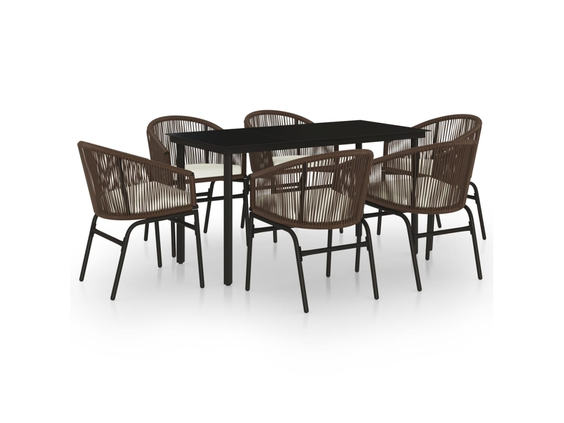 Garden Dining Set, Garden Dining Sets Vidaxl Marrom Pvc (mesa Com 140 Cm De Comprimento)