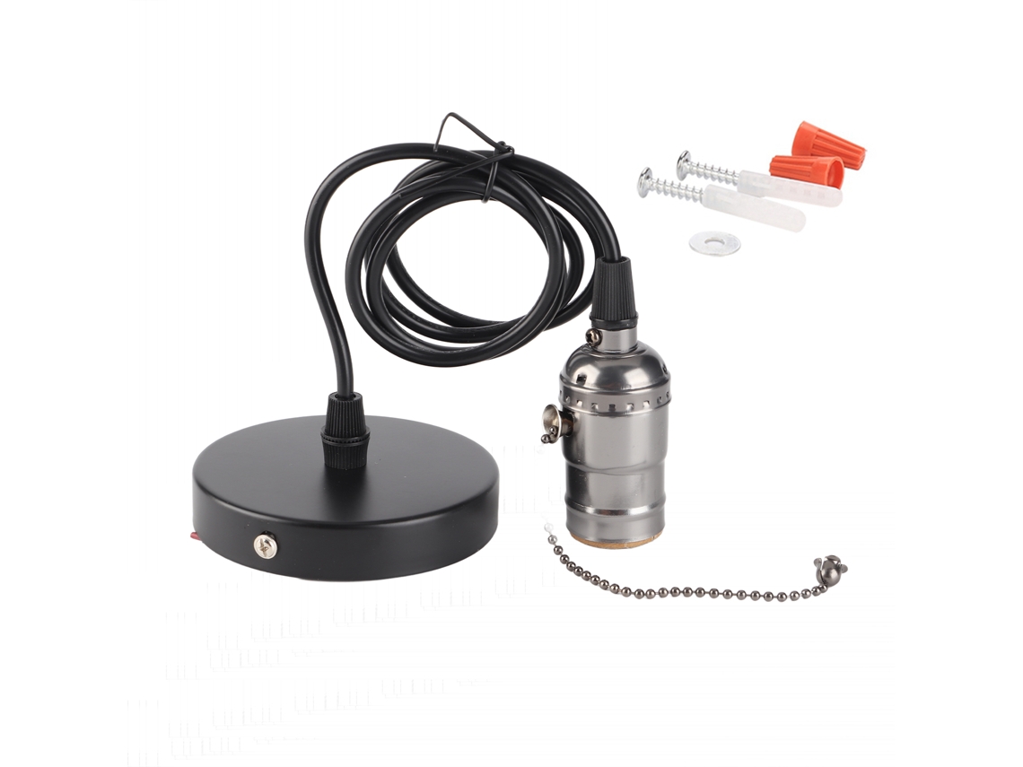 2026 porta Lámpara Colgante Vintage E26 Con Interruptor de Cadena para Techo (negro)