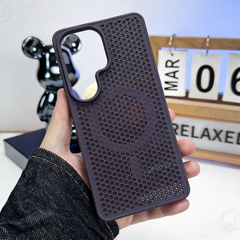 Capa Magnética Para Celular (roxo Escuro Para Galaxy S25 Ultra) Com Estrutura De Dissipação De Calor Em Formato De Colmeia.