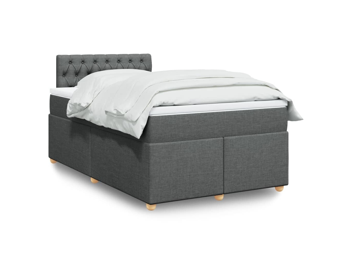 Vidaxl Cama Boxspring Com Colchão 120x190 Cm Tecido Cinzento-escuro