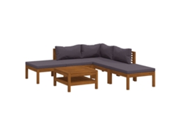 vidaXL 6 pcs conjunto lounge de jardim com almofadões acácia maciça