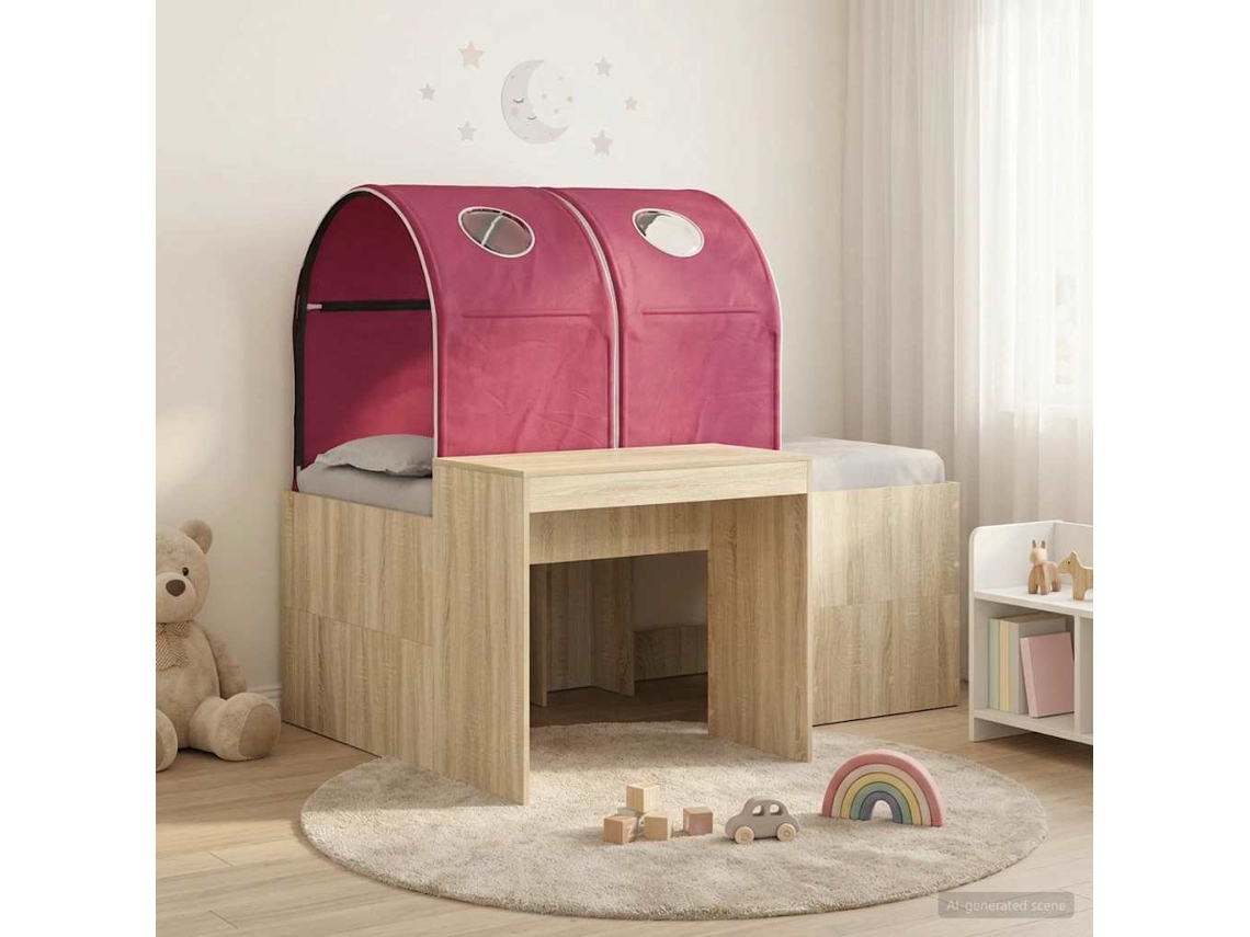 Vidaxl Cama Com Túnel 3 Unid. Carvalho Sonoma E Vermelho