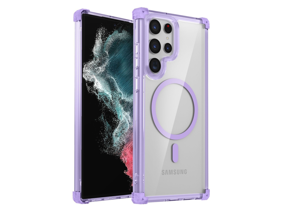 Capa Magnética Transparente Para Samsung S25 Ultra, Proteção Contra Quedas Nos Quatro Cantos, Ultrafina E Resistente A Impactos - Roxo Escuro