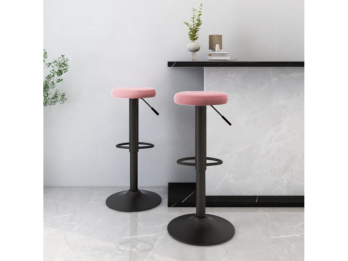 Vidaxl Bancos De Bar 2 Pcs Veludo Rosa
