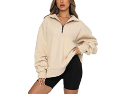 Fasst jaqueta de Ponto com Cremallera para Mulher Oversized Forro de Pelo Suave | S/MARCA