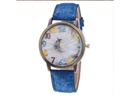 Relógio de quartzo unissex moderno com pulseira de jeans e tecido Zhoulianfa azul royal.