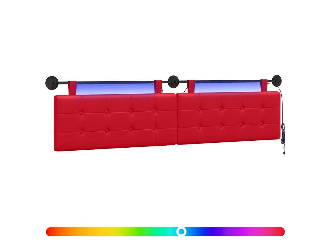 Conjunto 1 Cabeceira Suspensa Vidaxl Vermelho Couro Sintético (210 X 55 X 5 Cm)