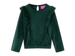 Blusa Para Criança Com Folhos Verde-escuro 128