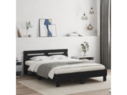 Vidaxl Estrutura Cama C/ Cabeceira 140x190 Cm Derivados Madeira Preto