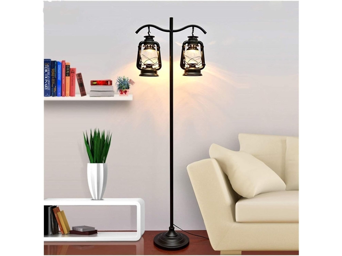 Luminária De Chão Led Com Display Vidro Para Querosene E27, Ideal Para Quarto Ou Sala De Estar, Estilo Clássico Com