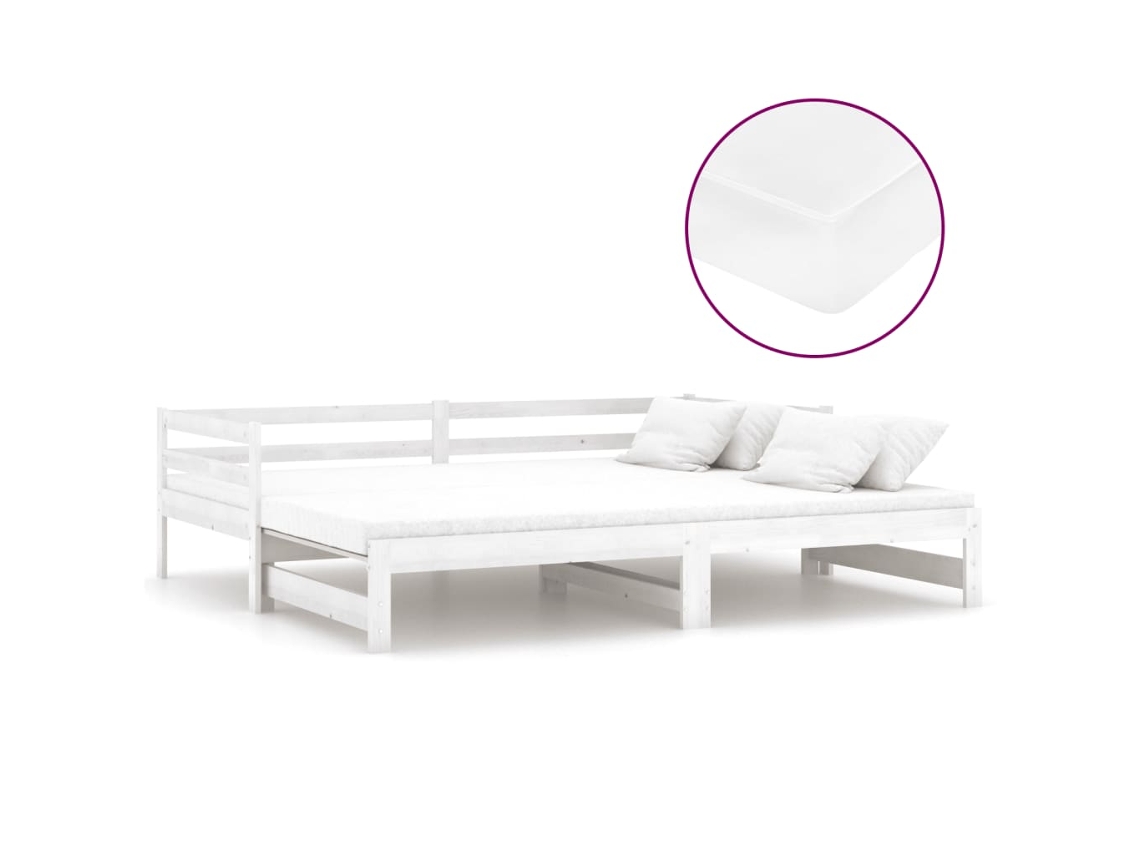 Estrutura Sofá Cama de Puxar 2x cm Pinho Maciço Branco (90x200) MAISON EXCLUSIVE
