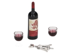 Primerox conjunto de Vinho Tinto Casa de Bonecas 1/12 Miniatura Garrafas Copos Abridores Decoração
