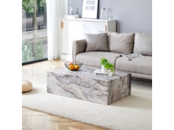 Mesa Centro Retangular Cinza Mármore Mdf 90x50x30cm