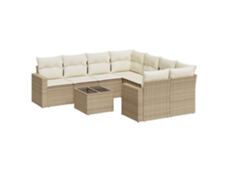 Conjunto de 9 Sofás para Jardim com Almofadões Vime Pe Bege MAISON EXCLUSIVE (90x200 cm)