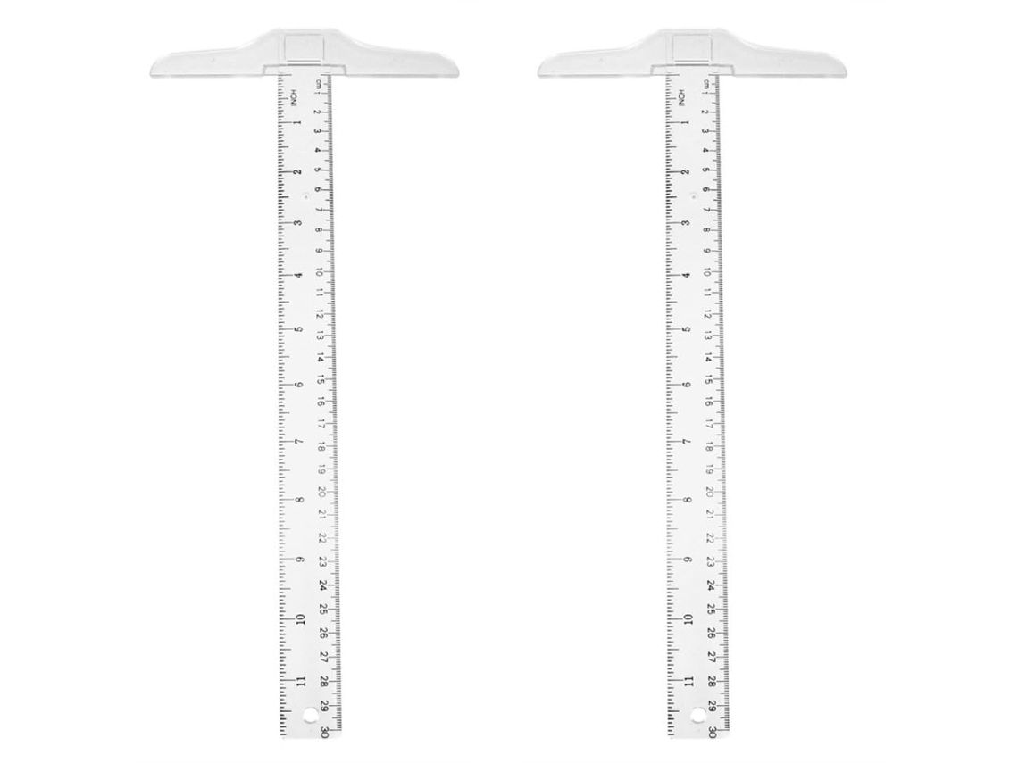 Régua Transparente Em Forma De T 30 Cm, 2 Unidades
