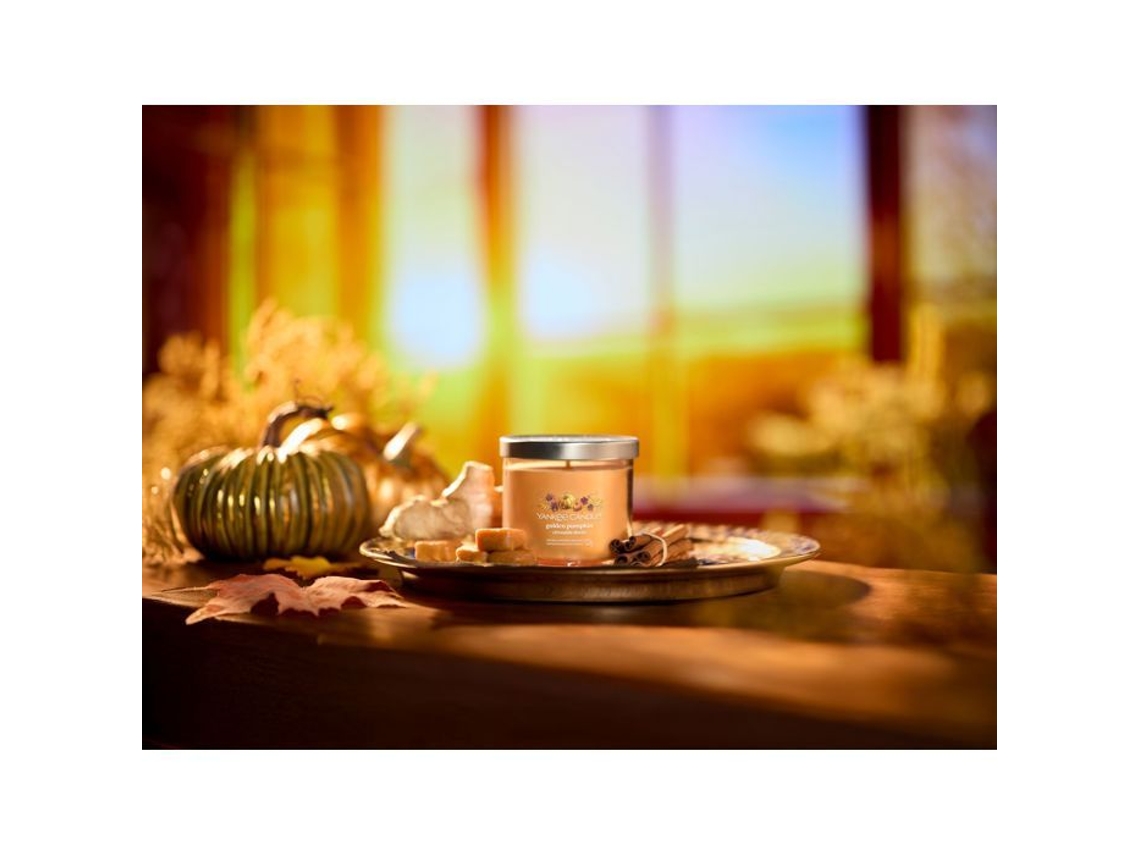 Yankee Candle Candela Tumbler Pequena Em Vidro Signature Pumpkin Dourado