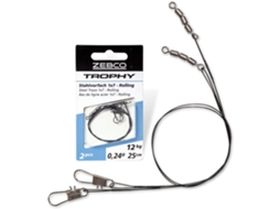 Conjunto de 2 Líderes em Aço ZEBCO Trophy Trace 1X7 Rolling 25 cm/15 kg