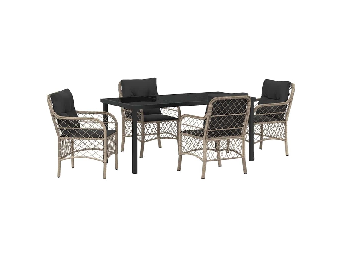 Maison Exclusive - Conjunto De Jantar Para Jardim 5 Pcs Cinzento-claro Vime Pe