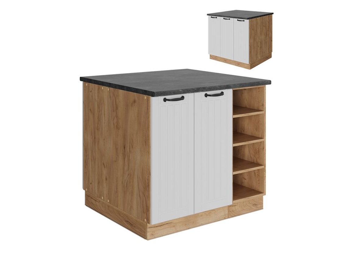 Ilha De Cozinha Fame-line, 90cm Com Gaveta, Sem Pt, Branco Campagnie, Carvalho Dourado, Vicco