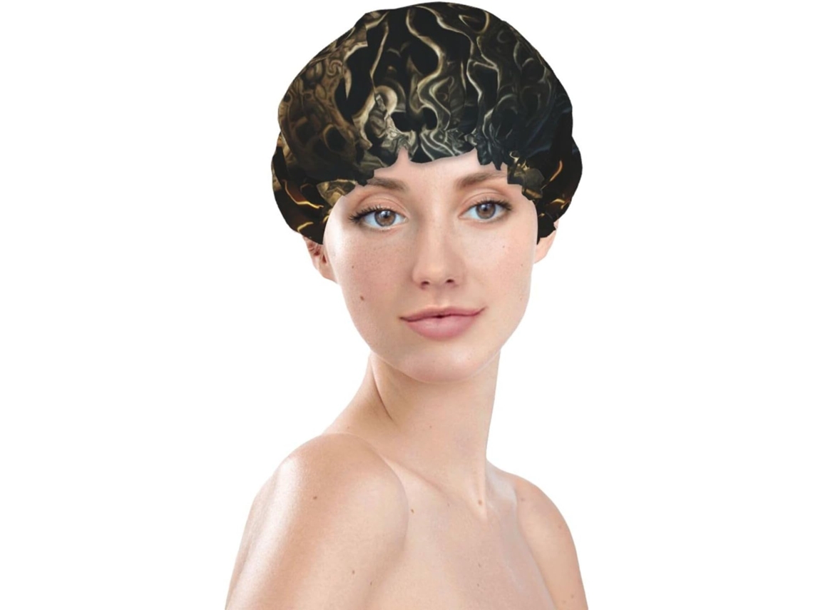 Touca De Banho Feminina, Reutilizável, Impermeável, Dupla Camada, Com Elástico, Ideal Para Cabelos Longos, Com Estrutura