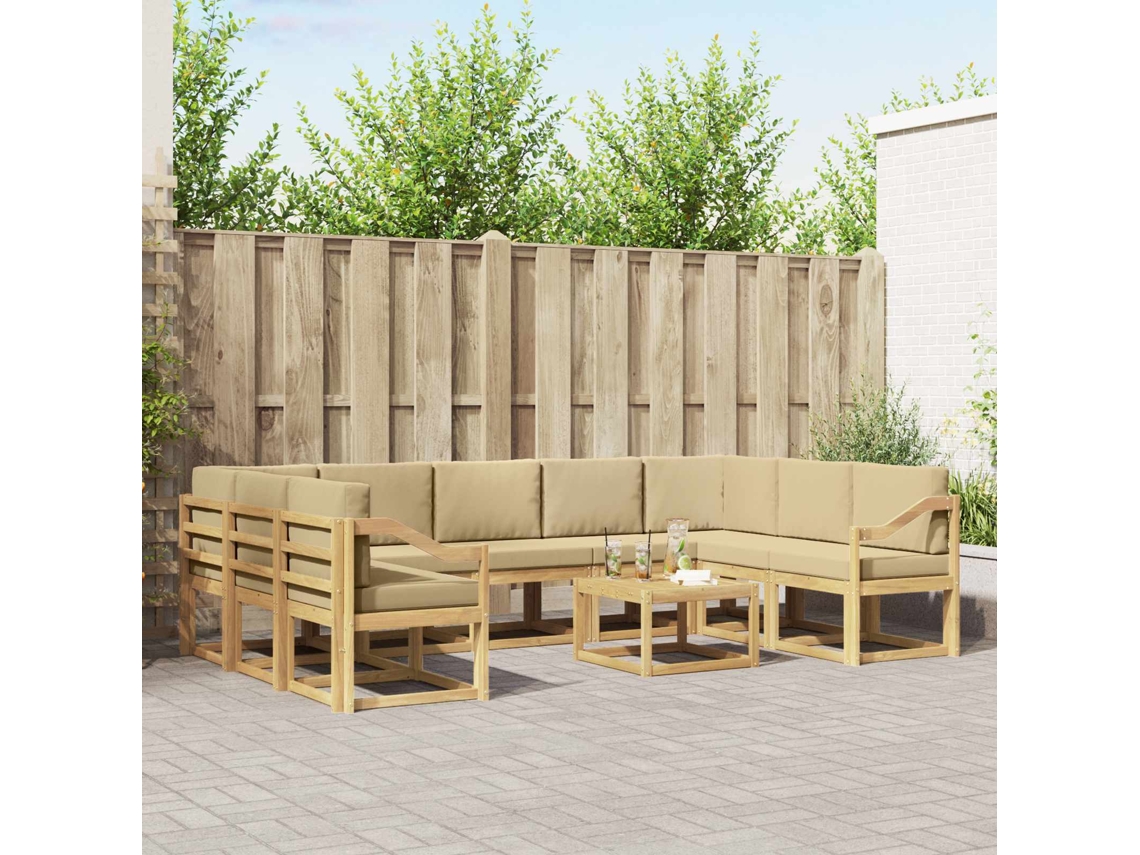 Vidaxl Conjunto De Sofás Para Exterior 10 Unid. Branco E Bege