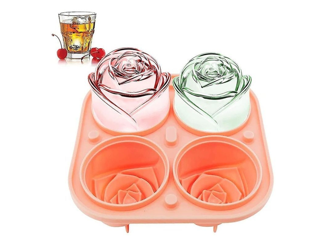2026 molde de Gelo em Forma de Rosa de Silicone para Whiskey, Cócteis e Bebidas Refrescar por Longo Tempo Rosa
