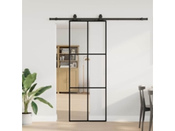 Vidaxl Porta Deslizante C/ Conj. Ferragens 76x205cm Vidro Esg Preto