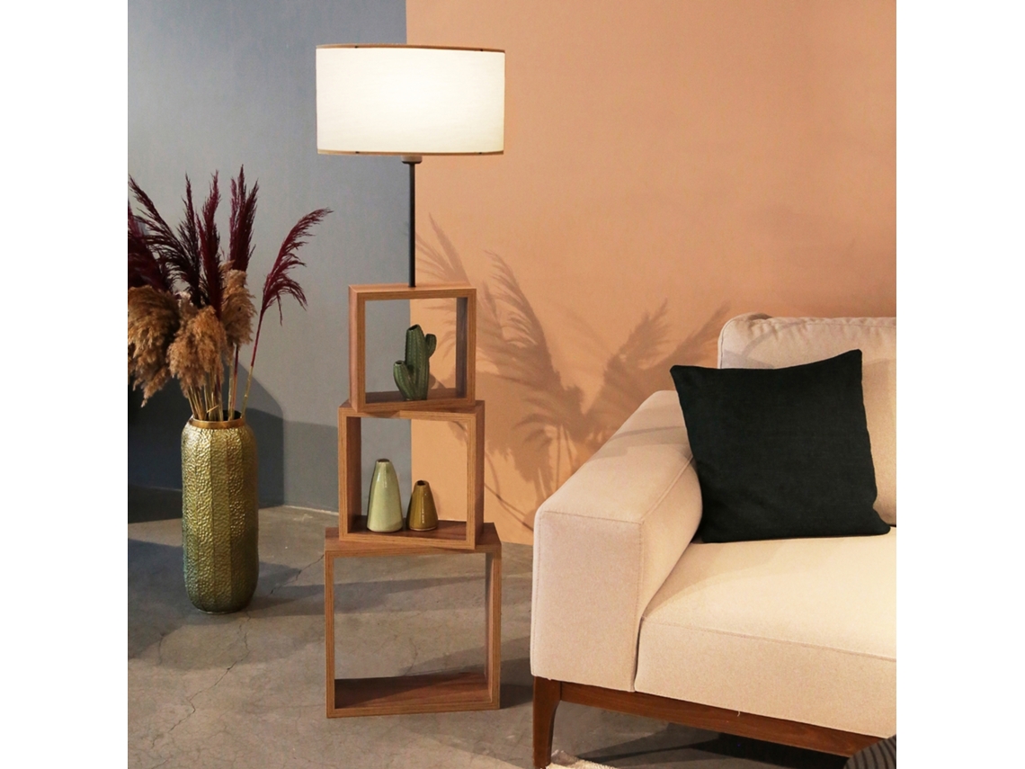 Candeeiro de Pé LUX.PRO Mansfield (140 x Ø 37 cm - Tecido / Metal - Creme )