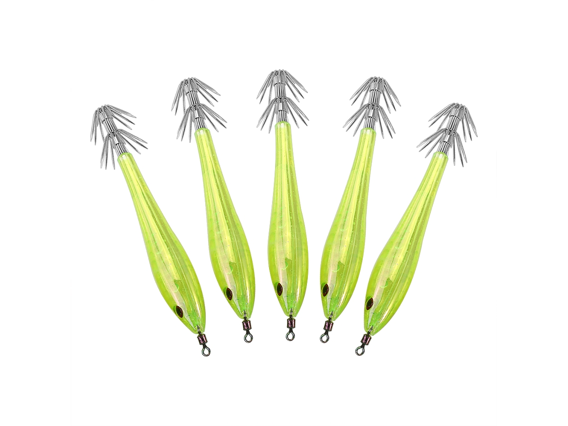 Isca de Lula Plástica 3d 9.5cm Amarela 5pcs
