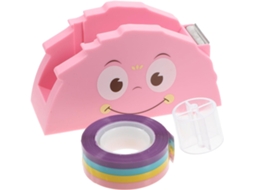 Dispensador Adesivo Ultechnovo Small Monster, Com Design Rosa, Reutilizável E Prático Para Embrulhos Embalagens