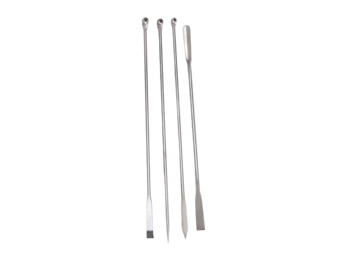 Conjunto de 4 Espátulas de Laboratório Micro Aço Inoxidável 304 com Bolsa