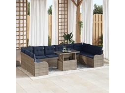 Vidaxl Conjunto De Sofá De Jardim 11 Unid. Cinzeto Rattan Sintético