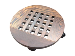 Base para Vasos de Madeira com Rodas, Suporte Giratório para Plantas 30cm | S/MARCA
