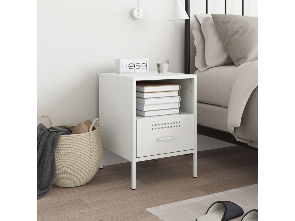 Bedside Cabinet, Bedside Cabinets Vidaxl Branco Aço (n/a)