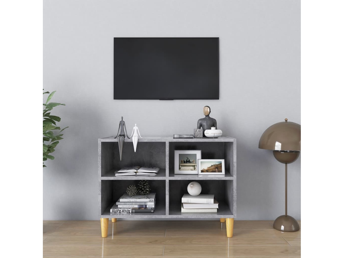 Vidaxl Móvel De Tv Pernas De Madeira 69,5x30x50 Cm Cinzento Cimento