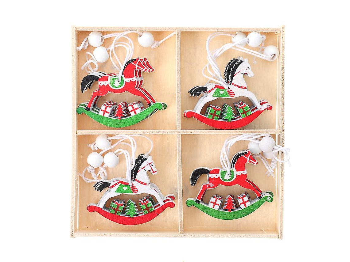 12Pcs Pingente de Madeira de Natal ALLINLESS