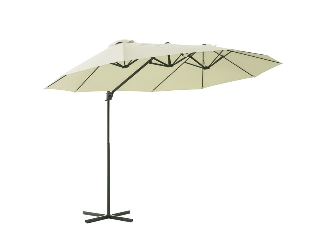 Sombrilla Doble De 270x445x260 Cm Parasol Grande Inclinable Con Manivela Para Abrir Y Cerrar Fácil Color Beige