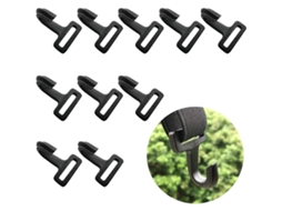Ganchos e Cordas de Plástico, 10 Peças, para Varetas de Barraca, Preto AQUAFORGE