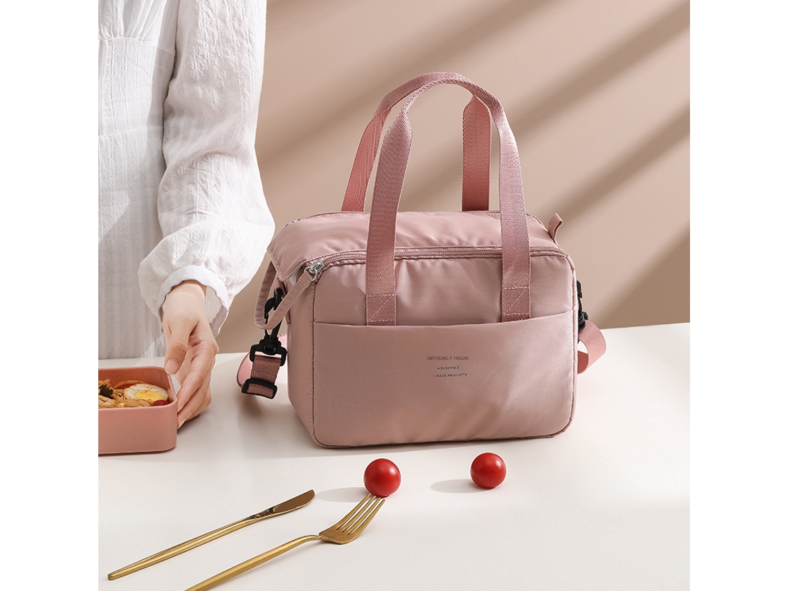 (rosa) Lancheira Portátil, Impermeável E Térmica, Com Compartimento Para Bento.