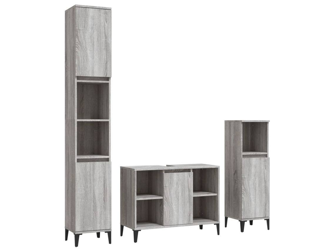 Bathroom Furniture Set, Bathroom Furniture Sets Vidaxl Cinzeto Madeira Processada (n/a)